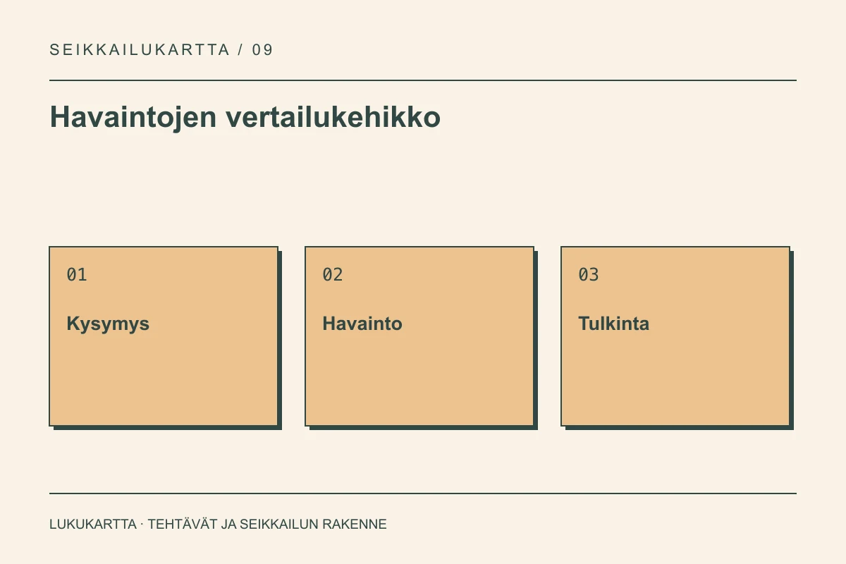 Havaintojen vertailukehikko: Kysymys, Havainto, Tulkinta